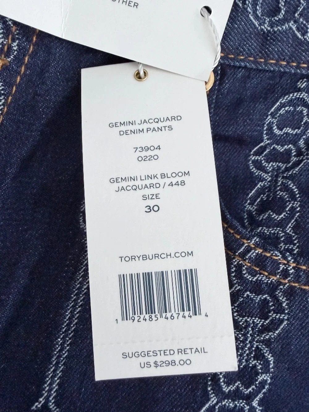 Tory Burch NWT Gemini Link Bloom Jacquard Denim Pant (30)